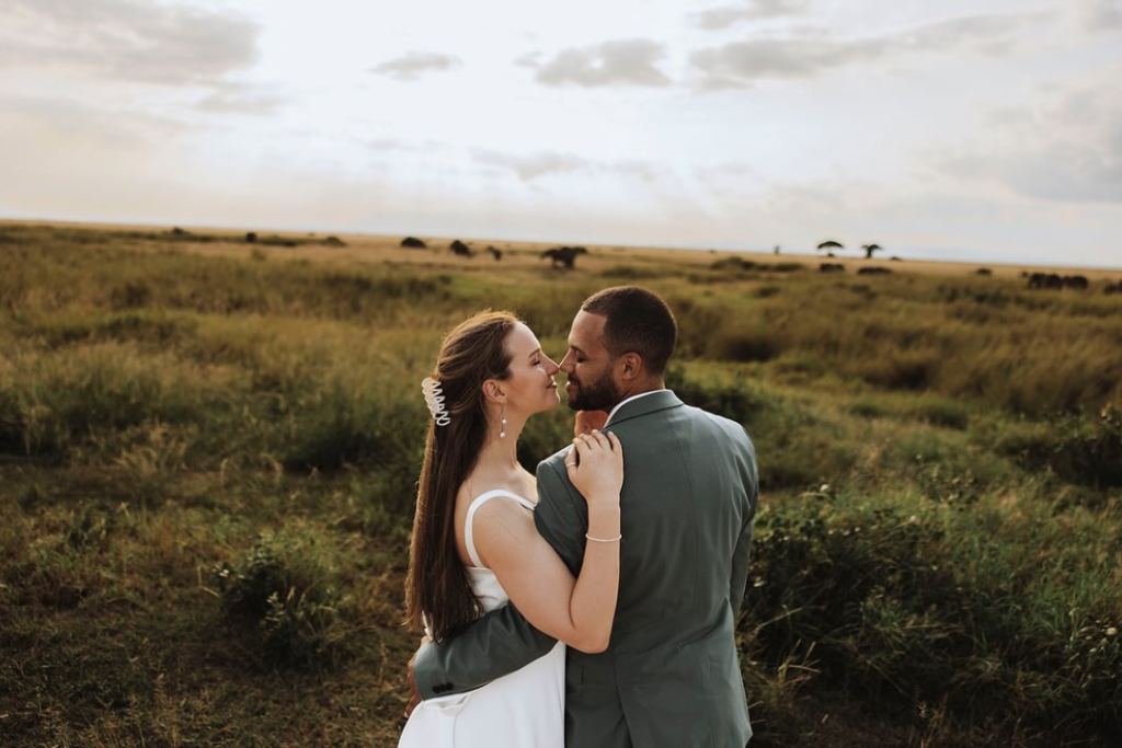 Luxury safari wedding in Tanzania overlooking the Serengeti plains