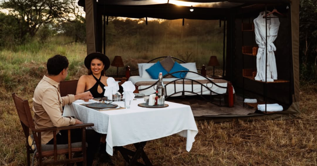 Green season safari wedding in Tanzania with lush landscapes and dramatic skies
