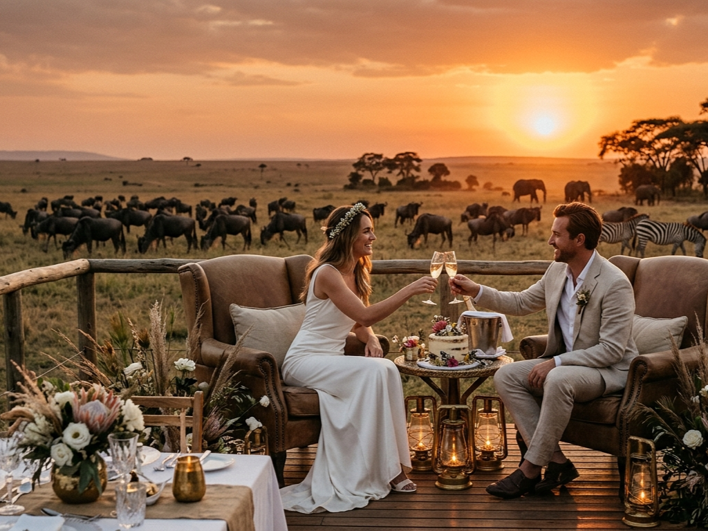 Romantic private candlelit bush dinner under African stars during Tanzania safari honeymoon in Serengeti — Cube Nation Tanzania
