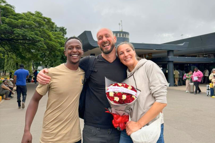Couple arriving for their Tanzania safari honeymoon at Kilimanjaro International Airport
