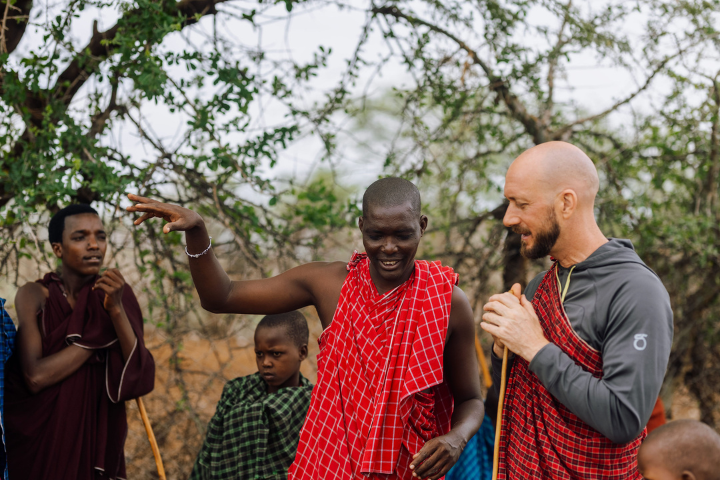 Couple visiting a traditional Maasai village near Karatu